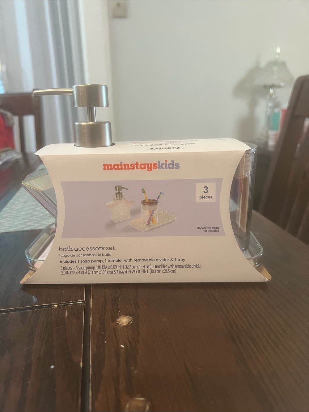 Mainstays Kids Clear 3 Piece Plastic Bath Accessory Set with Silver Pump